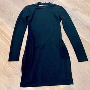 Adika Long Sleeve Black Sparkly Open Back Dress Medium